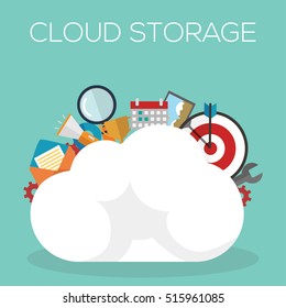 Cloud services concept isometric infographics over blue background.