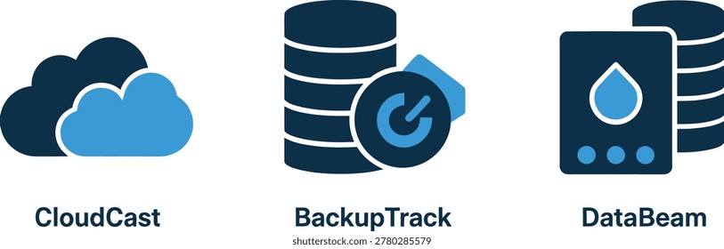 Cloud services and data storage icons with database technology information computing software application collection computer connection cryptography directory document download exchange