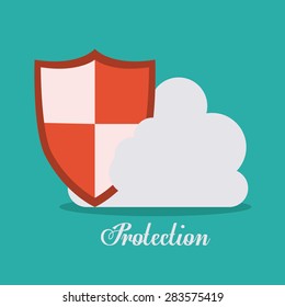 Cloud services design over blue background, vector illustration