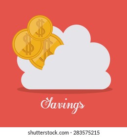 Cloud services design over orange background, vector illustration