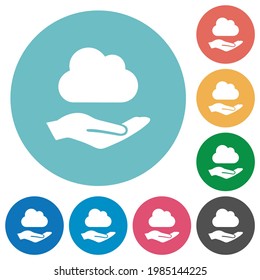 Cloud-Dienste: flache, weiße Symbole auf runden Farbhintergründen