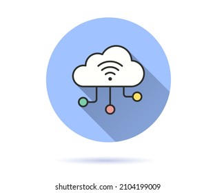 Cloud-Dienste-Symbol Einfache Illustration mit langem Schatten einzeln für Grafik- und Webdesign.