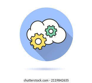 Cloud services icon. Simple illustration with long shadow isolated for graphic and web design.