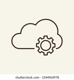 Cloud services line icon. Cloud, gearwheel, information. Cloud data concept. Vector illustration can be used for topics like IT, internet, data saving