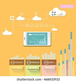 Cloud services mobile flat web infographic technology application. 