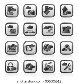 cloud services and objects icons - vector icon set