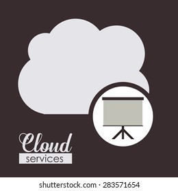 Cloud services over black background, vector illustration