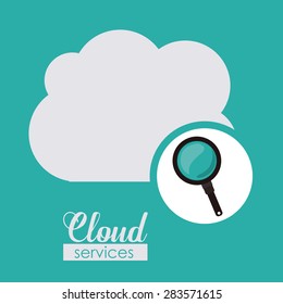 Cloud services over blue background, vector illustration