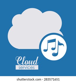 Cloud services over blue background, vector illustration