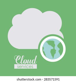 Cloud services over green background, vector illustration