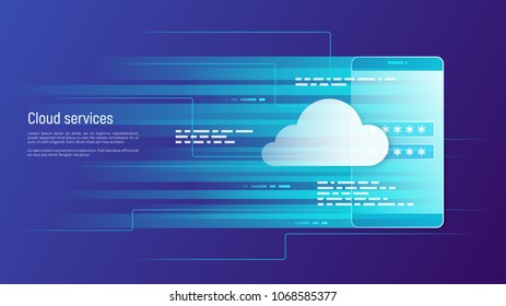 Cloud Services, Remote Data Storage Vector Concept. Global Swatches.