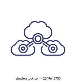 Cloud services or saas line icon