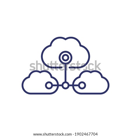 Cloud services, saas line icon