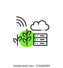 Cloud services for smart farming. Pixel perfect, editable stroke icons