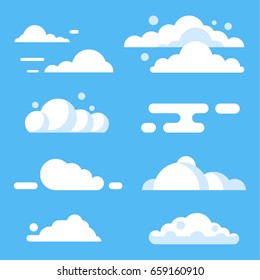 Cloud set. Blue sky and white clouds. Nature weather elements vector flat stock illustration set - Shutterstock ID 659160910