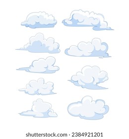 cloud set cartoon. cloudy nature, weather space, atmosphere summer cloud sign. isolated symbol vector illustration