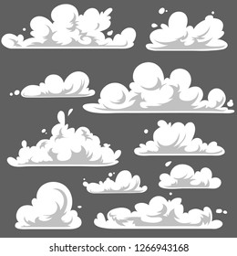 Cloud set, cartoon vector illustration isolated on gray background