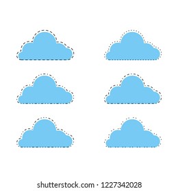 cloud set child emoticon in the white sky vector design