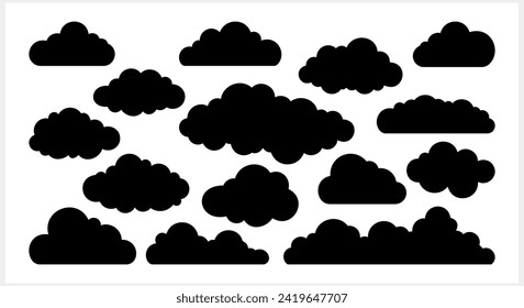 Cloud set icon isolated. Weather symbol clipart. Stencil Vector stock illustration EPS 10
