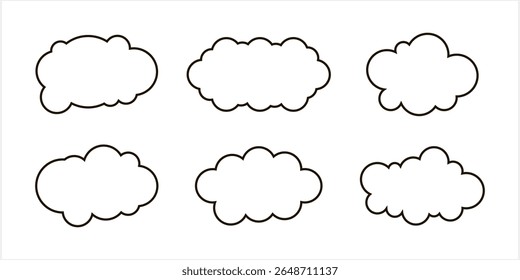Cloud set icon isolated. Weather symbol clipart. Outline Vector stock illustration