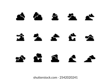 Cloud set. Cloud icon. Cloud shape design vector set. Design element for weather forecast, web interface or cloud storage application. Vector illustration.