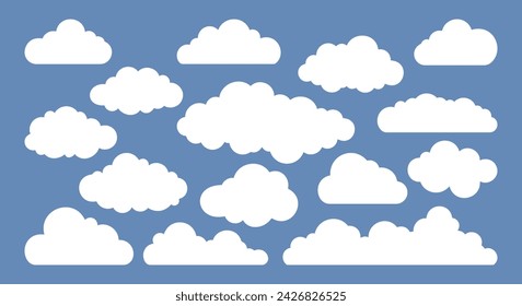 Cloud set icon. Weather symbol clipart. Stencil Vector stock illustration EPS 10