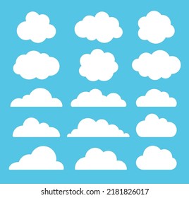cloud set isolated on blue background.