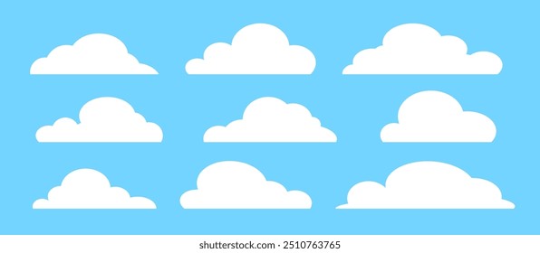 Cloud set isolated on blue sky background.