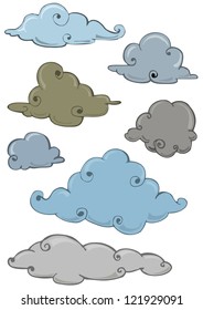 cloud set isolated on white