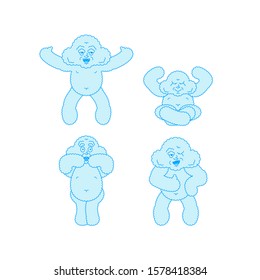 Cloud set poses. Cloud man happy. Vector illustration