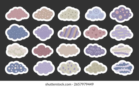 Cloud set scandinavian style soft floating shapes with rounded and puffy forms perfect for yours illustration and creative designs projects