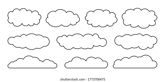 Cloud Set Sketch Flat Cartoon Style Stock Vector (Royalty Free ...