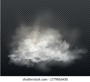 cloud set and smoke isolated on transparent background