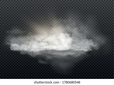 cloud set and smoke isolated on transparent background