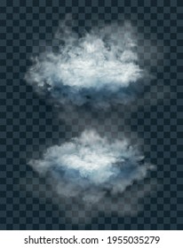 cloud set and smoke isolated on transparent background