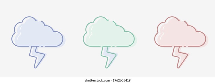 Cloud set vector illustration with pastel netral colors for weather, webdesign and ui. Sun and moon vector symbol with cloud isolated on white background. Nature weather elements set. Flat cloud