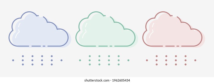 Cloud set vector illustration with pastel netral colors for weather, webdesign and ui. Sun and moon vector symbol with cloud isolated on white background. Nature weather elements set. Flat cloud