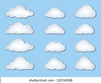 Cloud set. Weather Symbol. Computer technology sign