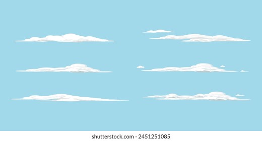 Cloud set, set of white cartoon clouds, white clouds collection flat style easy to edit, vector illustration. 