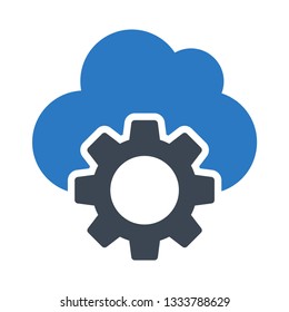 cloud setting glyph double color icon