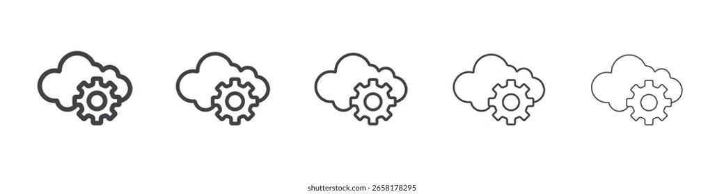 cloud setting icon flat thin illustration symbol