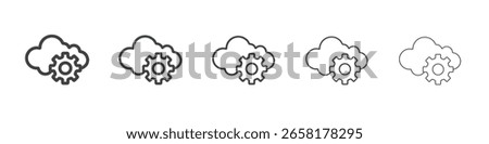 cloud setting icon flat thin illustration symbol