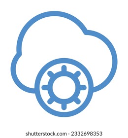 cloud with setting icon isolated on white background