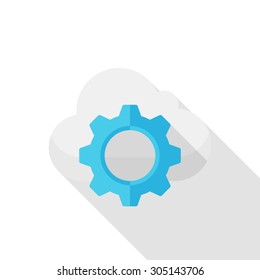 Cloud setting icon, vector illustration. Flat design style with long shadow,eps10