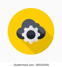 Cloud setting icon, vector illustration. Flat design style with long shadow,eps10