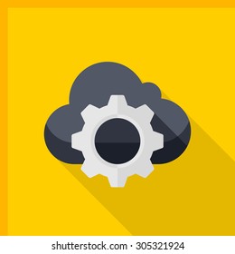 Cloud setting icon, vector illustration. Flat design style with long shadow,eps10
