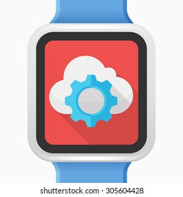 Cloud setting icon, vector illustration. Flat design style with long shadow,eps10