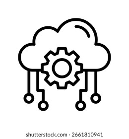 Ícone De Contorno De Vetor De Configuração De Nuvem. Arquivo EPS 10
