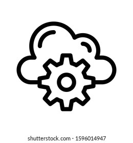 cloud setting vector thin line icon 