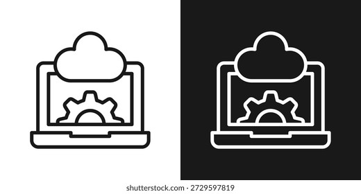 Icono De Configuraciones De Nube En Estilo De Línea En Blanco Y Negro